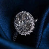 Pavé Halo Oval Shape Lab Grown Diamond Ring in 18K White Gold