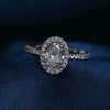 Pavé Halo Oval Shape Lab Grown Diamond Ring in 18K White Gold