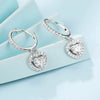 Pave Heart-shaped Halo Lab Grown Diamond Earrings 18K White Gold