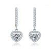 Pave Heart-shaped Halo Lab Grown Diamond Earrings 18K White Gold