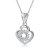 Pave Heart-shaped Halo Style Diamond Pendant Setting