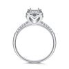 Pavé Heart Shape Half-bezel Style Diamond Engagement Ring Setting