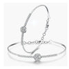 Pavé Round Halo Lab Grown Diamond Bracelet in 18K White Gold