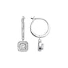 Pavé Square Halo Princess Cut Lab Grown Diamond Earrings 18K White Gold