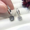 Pavé Square Halo Princess Cut Lab Grown Diamond Earrings 18K White Gold