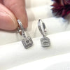 Pavé Square Halo Princess Cut Lab Grown Diamond Earrings 18K White Gold