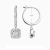 Pavé Square Halo Princess Cut Lab Grown Diamond Earrings 18K White Gold