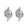 Pavé Swirl Solitaire Lab Grown Diamond Stud Earrings 18K White Gold