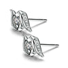 Pavé Swirl Solitaire Lab Grown Diamond Stud Earrings 18K White Gold