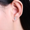 Pavé Swirl Solitaire Lab Grown Diamond Stud Earrings 18K White Gold