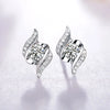Pavé Swirl Solitaire Lab Grown Diamond Stud Earrings 18K White Gold
