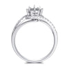Pavé Swirl V-Shank Halo Style Diamond Engagement Ring Setting