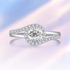 Pavé Swirl V-Shank Halo Style Diamond Engagement Ring Setting