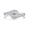 Pavé Swirl V-Shank Halo Style Diamond Engagement Ring Setting