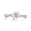 Pavé Twisted Swirl Half Bezel Set Diamond Engagement Ring Setting