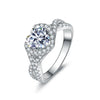Pavé V-Shank Heart Shape Halo Lab Grown Diamond Ring in 18K White Gold