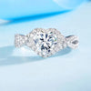 Pavé V-Shank Heart Shape Halo Lab Grown Diamond Ring in 18K White Gold