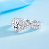 Pavé V-Shank Heart Shape Halo Lab Grown Diamond Ring in 18K White Gold