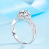 Pavé V-Shank Heart Shape Halo Lab Grown Diamond Ring in 18K White Gold