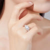 Pavé V-Shank Heart Shape Halo Lab Grown Diamond Ring in 18K White Gold