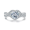 Pavé V-Shank Heart Shape Halo Lab Grown Diamond Ring in 18K White Gold
