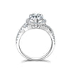 Pavé V-Shank Heart Shape Halo Lab Grown Diamond Ring in 18K White Gold