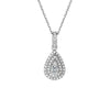 Pear Shaped Double Halo Lab Grown Diamond Necklace 18K White Gold