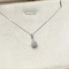 Pear Shaped Double Halo Lab Grown Diamond Necklace 18K White Gold