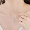 Pear Shaped Double Halo Lab Grown Diamond Necklace 18K White Gold
