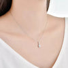 Pear Shaped Double Halo Lab Grown Diamond Necklace 18K White Gold
