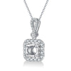 Petite Pavé Square Halo Style Diamond Pendant Setting