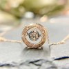Petite Round Solitaire Lab Grown Diamond Necklace 18K Rose Gold