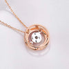 Petite Round Solitaire Lab Grown Diamond Necklace 18K Rose Gold