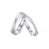 Petite Twisted Lab Grown Diamond Wedding Bands 18K White Gold