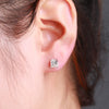 Princess-Cut Lab Grown Diamond Stud Earrings in 18K White Gold