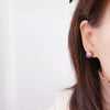 Purple Round Freshwater Pearl Stud Earrings AAA Grade