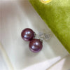 Purple Round Freshwater Pearl Stud Earrings AAA Grade