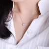 Round Bezel Set Lab Grown Diamond Necklace in 18K White Gold