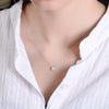 Round Bezel Set Lab Grown Diamond Necklace in 18K White Gold