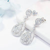 Round and Double Teardrop Lab Grown Diamond Drop Earrings 18K White Gold