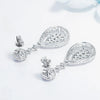 Round and Double Teardrop Lab Grown Diamond Drop Earrings 18K White Gold