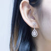 Round and Double Teardrop Lab Grown Diamond Drop Earrings 18K White Gold