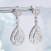 Round and Double Teardrop Lab Grown Diamond Drop Earrings 18K White Gold