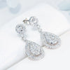 Round and Double Teardrop Lab Grown Diamond Drop Earrings 18K White Gold
