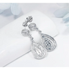 Round and Double Teardrop Lab Grown Diamond Drop Earrings 18K White Gold