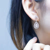 Round and Double Teardrop Lab Grown Diamond Drop Earrings 18K White Gold
