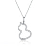 Single Bail Calabash Shaped Lab Grown Diamond Necklace 18K White Gold