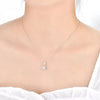 Single Bail Half Bezel Lab Grown Diamond Necklace 18K White Gold