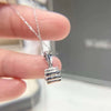 Single Bail Half Bezel Lab Grown Diamond Necklace 18K White Gold