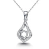 Single Bail Waterdrop Halo Style Diamond Pendant Setting